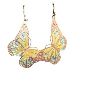 Butterfly Design Earrings in Gold and Yellow